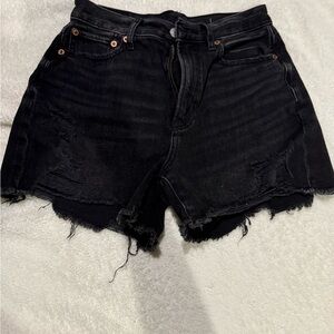 American Eagle Black Jean Shorts Distressed